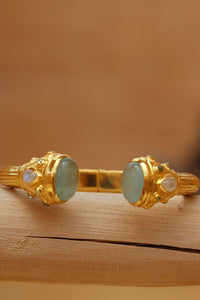 Aquamarine, Moonstone, Peridot Cuff