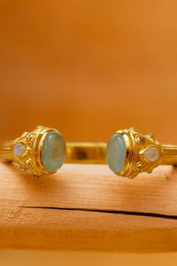 Aquamarine, Moonstone, Peridot Cuff